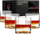American Peaks Heavy Crystal Whiskey Glasses Gift Set of 4, Thick Freezable Bourbon Glass 1lb Each, Premium Whiskey Gifts for Men, Frozen Crystal Chills Cocktails, 10 oz by CozyNest Decor