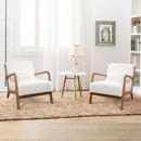 INZOY Mid Century Modern Accent Chair with Lamb Wool Fabric, Upholstered Living Room Chairs with Waist Cushion, Reading Armchair for Bedroom Sunroom, White by CozyNest Decor