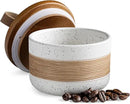 Small Ceramic Jar with Lid, Coffee Container Canister Kitchen Food Storage Jars for Spice Sugar Tea Bag, Stackable Decorative Jars for Countertop, White & 5oz by CozyNest Decor