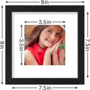 Vittanly 8x8 Picture Frames Set of 9, Shatter Resistant Plexiglass, Display 4x4 Pictures with Mat or 8x8 without Mat, Photo Frames for Wall Mount, Engineered Wood, Black by CozyNest Decor