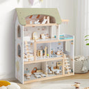 Wooden Dollhouse Kids DIY Pretend Playhouse with 33 PCS Furniture Accessories-Green by LJGDeals