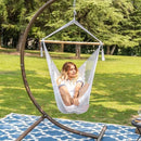 Lazy Daze Hammocks Hanging Chair Caribbean Swing Chair Hammock Chair w/Soft-Spun Cotton Rope, 40" Hardwood Spreader Bar Wide Seat, Max 300 Pounds, for Indoor Outdoor Garden Yard, White by GreenHaven Gardens