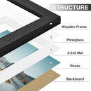 Vittanly 4x6 Picture Frames Set of 9, Shatter Resistant Plexiglass, Display 3.5x5 Pictures with Mat or 4x6 without Mat, Photo Frames for Wall or Tabletop, Engineered Wood, Black by CozyNest Decor