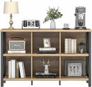 FATORRI 6 Cube Storage Organizer with Shelf, Long Wood and Metal Cubby Bookcase, Industrial Horizontal Bookshelf (Rustic Oak, 47 Inch) by CozyNest Decor