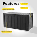 DRATO 150 Gallon Outdoor Storage Box, Large Waterproof Deck Box, Lockable Resin Storage Container with Reinforced Support for Patio Cushions, Garden Tools, UV-Resistant Outdoor Chest（Black） by CozyNest Decor
