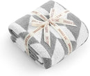 Snuggle Sac Chevron Throw Blanket for Couch, Reversible Super Soft Warm Blankets Cozy Knit Fuzzy Plush Lightweight Throws for Sofa, Bed, Camping,Grey,50x60 inches by TinyTreasures Baby Boutique