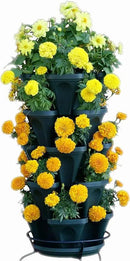 Mr. Stacky 1305-HG 5-Tier Stackable Strawberry, Herb, Flower, & Vegetable Planter - Vertical Gardening Indoor / Outdoor Stacking Garden Pots Hunter Green, 22.5 Quarts by GreenHaven Gardens
