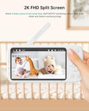 2K Video Baby Monitor with 2 Cameras and Audio, 3000ft Long Range Baby Monitor No WiFi, 5.5" Split Display, VOX - AI Cry Detect, ANR, IR Night Vision, 2-Way Audio, 6000mAh by TinyTreasures Baby Boutique
