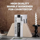 Marble Bookends for Heavy Books, Decorative Book Ends for Shelves, Durable and Heavy-Duty Stone Bookends for Hardback Book & CDS, Unique Book Stopper & Holder, New Jura Beige-Vein, Set of 2 by CozyNest Decor