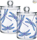 2 Pack Qtip Holder Organizer Dispenser Dragonflies Bathroom Storage Canister Cotton Ball Holder Container for Cotton Swabs/Pads/Floss by CozyNest Decor