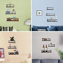 Floating Shelves Rustic Wood Wall Mounted Shelf Practical Metal Fence Design Ideal for Bedroom, Bathroom, Kitchen Set of 3(Brown) by CozyNest Decor