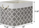 Bidtakay Large Fabric Storage Basket Set of 2 Collapsible Rectangle Basket for Shelves 16" X 11.8" X 11.8" Decorative Organizer Bins for Clothes Toys(White&Quatrefoil Grey) by TinyTreasures Baby Boutique
