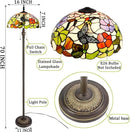 Tiffany Floor Lamp Stained Glass Lamp Standing Reading Light 16x16x70 Inch for Living Room (Butterfly Flowers) by CozyNest Decor