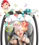 Carseat Toys Hanging Car Seat Toys for Babies 0-6 Months Boy Girl, Mermaid Stroller Toy Newborn Infant Sensory Baby Toy 0-6 Months with Music Rattle Teether, Gift for 0 3 6 9 12 Months by TinyTreasures Baby Boutique