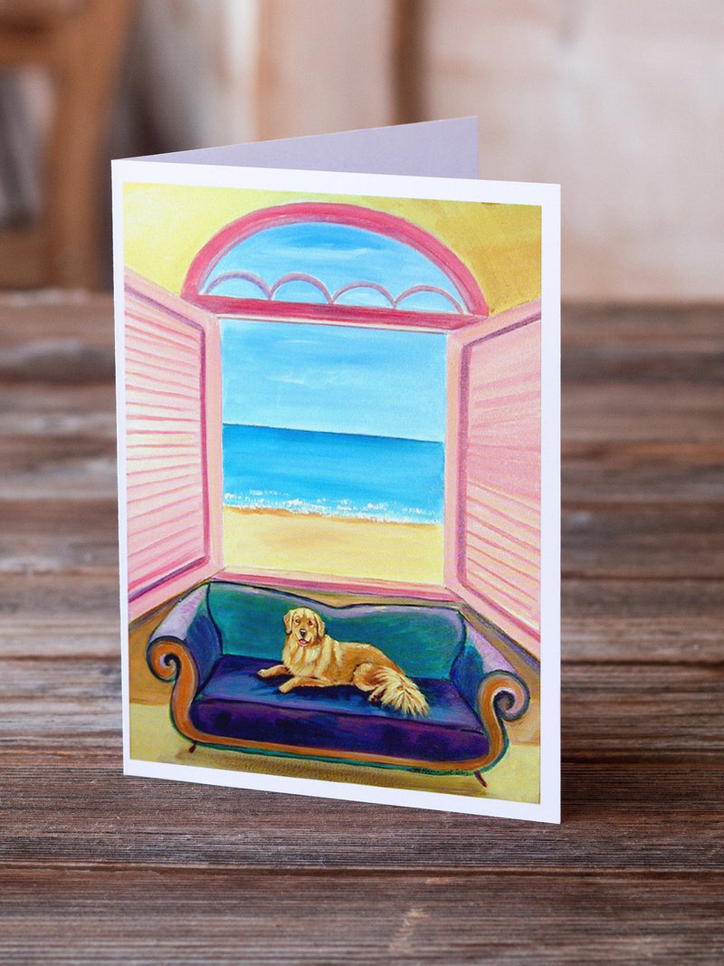 Golden Retriever Couch Sitting  Greeting Cards and Envelopes Pack of 8