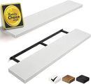 BAYKA Floating Shelves for Wall, 36 inches Long Wall Mounted Rustic Wood Shelves for Bathroom, Bedroom, Living Room, Kitchen, Office, Hanging Shelf for Books/Storage/Decor(White,Set of 2) by CozyNest Decor