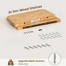 Rustic Elm Wood Floating Shelves for Wall, Round Edge 24"W x 9.2"D x 1.37"H, Set of 2 with Invisible Bracket, Wall Mounted Storage Shelves for Living Room Bedroom Kitchen Bathroom Decor, Natural by TinyTreasures Baby Boutique