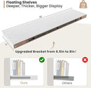 Heimlove 12 Inch Deep Floating Shelves, 48 x 12 inches Long Wall Shelf, Large Display Shelf & Storage Shelf, Rustic Wood Wall Shelves for Fireplace Mantel, Set of 2(White) by CozyNest Decor