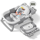 Collapsible Baby Bathtub for Newborn, Foldable Baby Bath Tub with Thermometer & Soft Floating Cushion & Drain Hole, Portable Travel Infant Bath Tubs for Newborns to Toddlers 0-36 Months Boys, Grey by TinyTreasures Baby Boutique