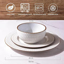 GBHOME Ceramic Dinnerware Sets,12 pcs Embossed Elegant Stoneware Plates and Bowls Sets, Housewarming Wedding Gift | Dishwasher & Microwave Safe | Dishes Set Service for 4 by CozyNest Decor