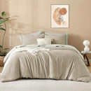 Litanika Comforters Oatmeal Oversized King Size, 3 Pieces Lightweight Solid Bedding Comforter Set, All Season Fluffy Bed Set (120x98In Comforter & 2 Pillowcases) by CozyNest Decor