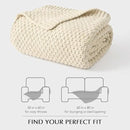 Chunky Chenille Knit Throw Blanket for Couch, Soft Luxurious Moss Stitch Blankets for Bed, Cozy Decorative Farmhouse Knitted Throws for Sofa, Beige, 60" x 80" by CozyNest Decor