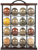 Orii 16 Jar Acacia Wood & Metal Wire Spice Rack with Spices Included, Storage for Spices and Seasoning, Black & Brown by CozyNest Decor
