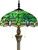 Tiffany Floor Lamp Stained Glass Lamp Standing Reading Light 16x16x70 Inch for Living Room (Green Dragonfly) by CozyNest Decor