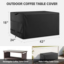 Patio Coffee Table Cover Black Heavy Duty Waterproof Cover 42" L x 24" W x 18" H for Rectangular Coffee Table by GreenHaven Gardens