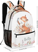 Cute Fox Little Bird Custom Kids Backpack 16.5 Inch for Boy Girl, Personalized Waterproof Child School Travel Bag with Name Option5 by TinyTreasures Baby Boutique
