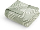 Amélie Home Chenille Knit Throw Blanket for Couch, Checkered Texture Decorative Soft Blanket for Sofa, Bed & Living Room, 50"x60", Sage Green & White by CozyNest Decor