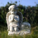 Angel Decor Praying Cherubs Statue, Garden Decor with Solar Crackle Glass Globe for Lawn Patio Decorations by GreenHaven Gardens