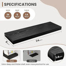 24 Inch Floating Shelves, 8 Inch Deep Floating Shelves for Wall, Hanging Shelf with Invisible Brackets, Deep Shelves for Bathroom, Bedroom, Living Room, Black, Set of 2 by CozyNest Decor