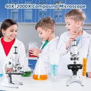 Microscope for Adults Kids, 40X-2000X Microscope Kit with Adjustable Brightness LED, Slides, Biological Compound Microscopes for School Lab Home Education, Gifts for Children Students by TinyTreasures Baby Boutique