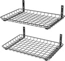 EVERHANGER Garage Wall Shelves 12x18 Inch, Wall Mounted Storage Shelf, Metal Shelf Rack, Heavy-Duty Shelf Organizer 2 Pack, Black by CozyNest Decor