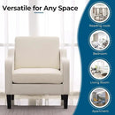 VINGLI Mid Century Modern Accent Chair, Beige Fabric Accent Chairs for Living Room Upholstered Armchair Sofa with Scooped Arms for Bedroom, Apartment, Studio, Office, Waiting Room by CozyNest Decor