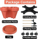 Vertical Planter 3 Tier Stackable Planters Garden Planters Strawberry Herb Flower and Vegetable Planter Indoor Outdoor Gardening Pots with Removable Wheels and Tools 2-Pack by GreenHaven Gardens