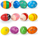 POPLAY 12PCS Wooden Percussion Musical Eggs Maracas Egg Shakers for Party Favors Classroom Prize Supplies Musical Instrument by TinyTreasures Baby Boutique