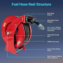 Fuel Hose Reel, 3/4" x 50FT Retractable Diesel Hose Reel, 300 PSI Industrial Heavy Duty Auto Swivel Rewind Hose Holder Reels, for Vehicle Tank Truck Trailer Ship by GreenHaven Gardens