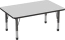 FDP Rectangle Activity School and Classroom Kids Table (30 x 48 inch), Chunky Toddler Legs, Adjustable Height 15-24 inches - Gray Top and Black Edge by CozyNest Decor