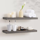 Axeman Floating Shelves for Wall, 24''W x 8'' D Rustic Solid Elm Wood Shelves for Storage, Wall Mounted Display Shelving with Invisible Heavy-Duty Metal Bracket (Grey, 2PCs) by CozyNest Decor