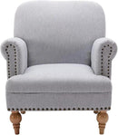 chairus Linen Accent Chair for Living Room Upholstered Mid Century Modern Single Sofa Chair with Solid Wood Legs Comfy Reading Chair Armchair for Bedroom/Office Room/Recption/Lounge, Grey by CozyNest Decor