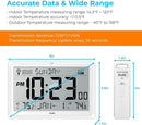 Wall Clock Atomic with Indoor Outdoor Temperature Battery Powered, Easy Reading with 10.5 Inch Large LCD Display, 330FT Range Table Wall Clock with DST, 12/24 Hour for Living Room Kitchen (White) by CozyNest Decor