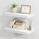 Fun Memories White Floating Shelves 16 Inch Long, 8 Deep Floating Shelf Wall Mounted, 16 x 8 Inch Wooden Bathroom Shelves, Deep Storage Shelves for Living Room, Kitchen, Set of 2 by CozyNest Decor