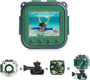 PROGRACE Kids Waterproof Camera for Boy Toys-Underwater Video Camera for Kids 1080P HD Camcorder Toy Gift Boys 3 4 5 6 7 8 9 10 11 12 Year Old Vlogging YouTube Children Digital Cameras Build-in Games by TinyTreasures Baby Boutique