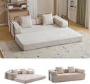 Convertible Sleeper Sofa Bed, Compression Folding Sofa with Pillow, No Assembly Required, Shape Frame, Floor Sofas Lounge Couch for Living Room, Bedroom, Small Spaces(Corduroy, 77''W, Off-white) by CozyNest Decor