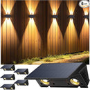 Fence Lights Solar Powered, 6-Pack Solar Fence Lights Up/Down Flexible Buttons, IP67 Waterproof for Outdoor, 120LM Bright, Auto Dusk to Dawn for Wall/Stairs/Yard/Railing/Deck/Pathway (Warm White) by GreenHaven Gardens