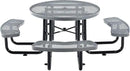Global Industrial 46" Round Picnic Table, Expanded Metal, Gray Thermoplastic Coating, Attached Benches, 1-1/2” Umbrella Pole Hole, Outdoor-Rated, 1000 lb Capacity by GreenHaven Gardens