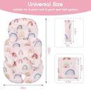 Infant Car Seat Insert, Car Seat Head Support Baby Girls Boys, Soft & Reversible Newborn Carseat Insert Cushion with 2 Strap Covers, for Stroller, Swing, Bouncer (Pink Rainbow) by TinyTreasures Baby Boutique