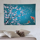 Houselerax Japanese Koi Fish Tapestry, Cherry Blossoms Asian Oriental Green Teal Flower Branch Koi Fish Carp Tapestries Wall Hanging for Bedroom Living Room Office Decor 60"x40" by CozyNest Decor